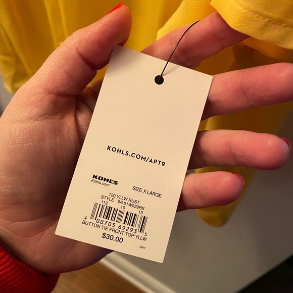 NWT Apt 9 yellow blouse - Picture 3 of 3